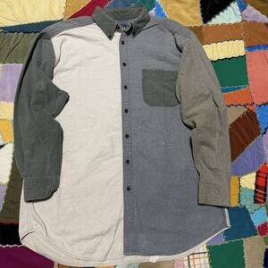 Vintage 90s Woolrich Mixed Earth Tone Color Blocked Button Up Long Sleeve Large